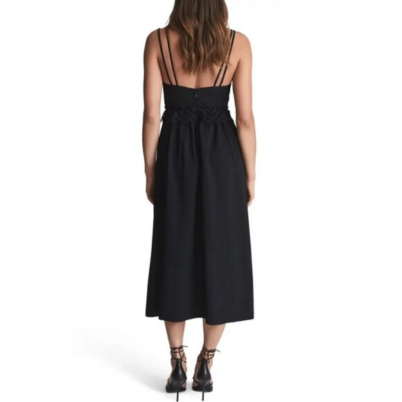 💕REISS💕 Serena Lace Bodice Midi Cocktail Dress ~ Black 4 US NWT - Picture 5 of 13